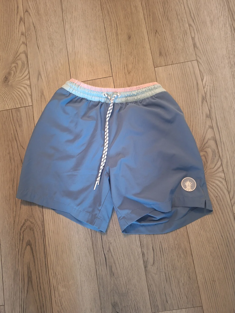 chubbies Light Blue Athletic Swim Shorts with Pastel Waistband